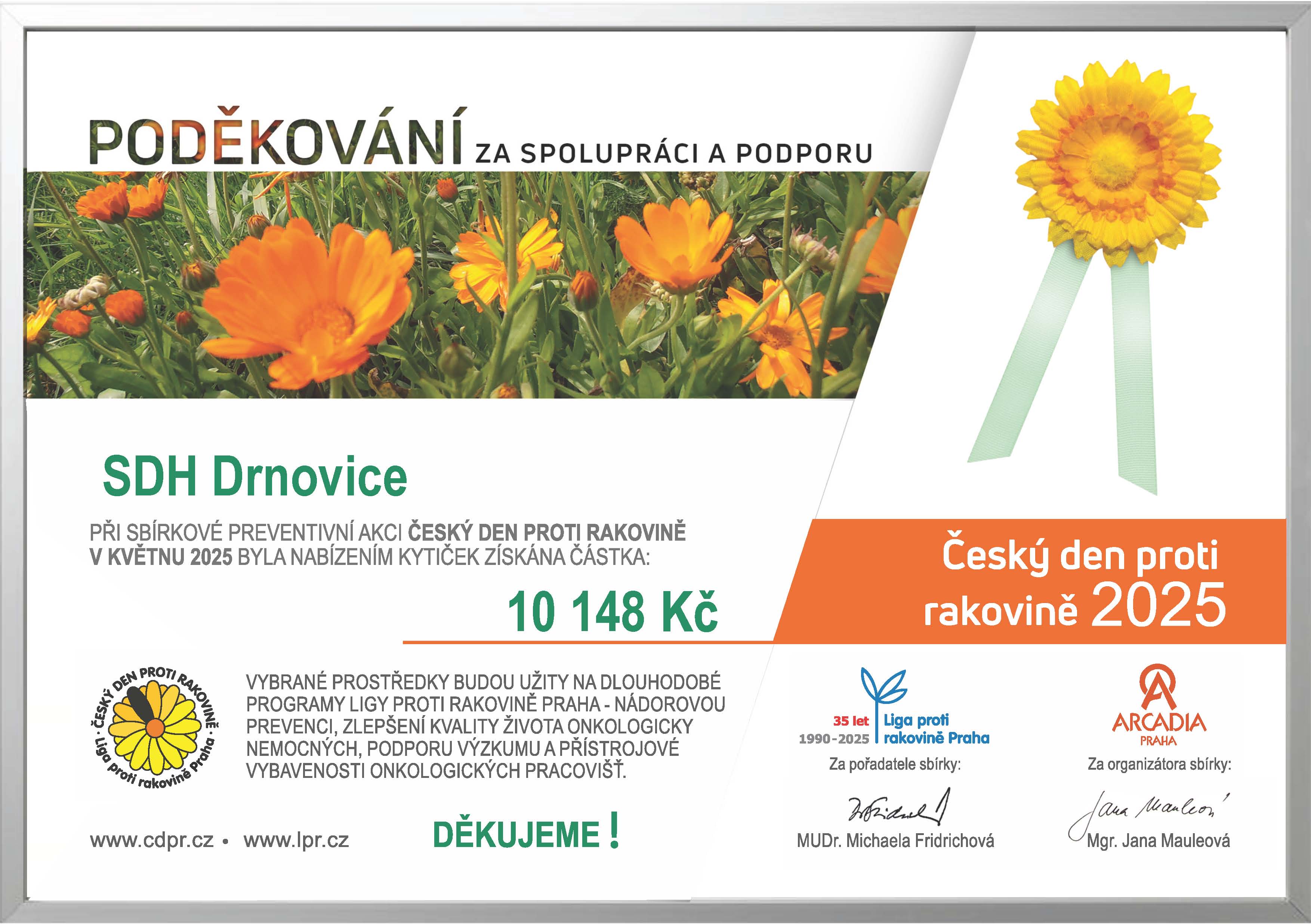 CDPR 2025 podekovani SDH Drnovice